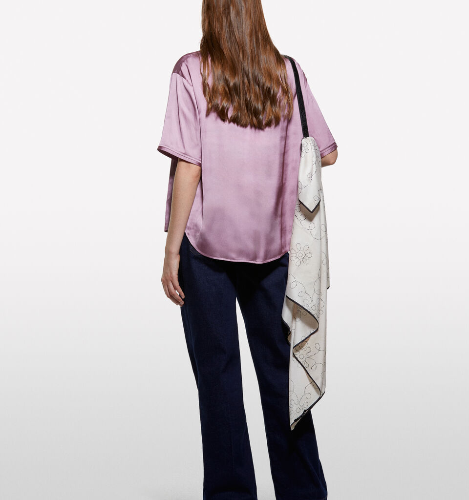 Chemisier oversize en satin mauve - blouses pour femme - Lilas | Sisley image number 2